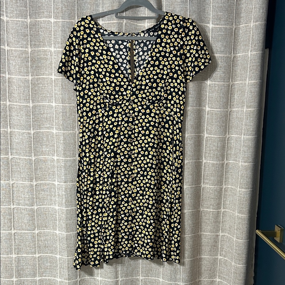 My Michelle Black and Yellow Floral Midi Dress
